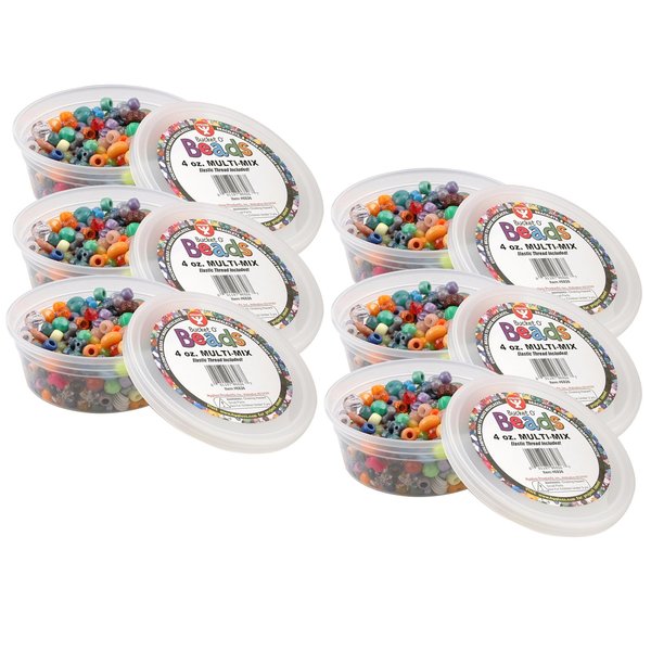 Hygloss Products Bucket O Beads, Assorted Sizes, Shapes & Colors, 4 oz Per Pack, 6PK 6826